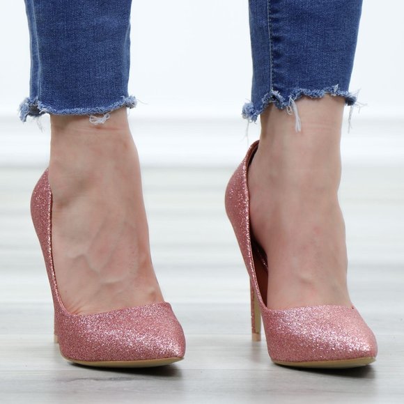 Glitter Pointed Toe High Heel Wedding Party Pumps - Picture 4 of 15